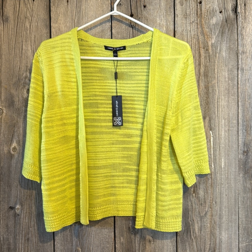 Bright Yellow Open-Front Sweater - Picture 11 of 11